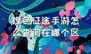 绿色征途手游怎么查询在哪个区