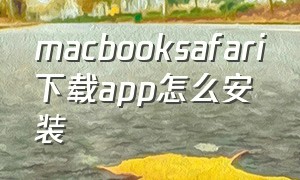 macbooksafari下载app怎么安装