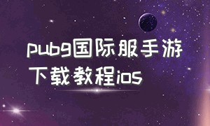 pubg国际服手游下载教程ios