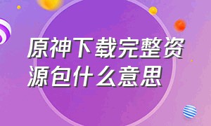 原神下载完整资源包什么意思