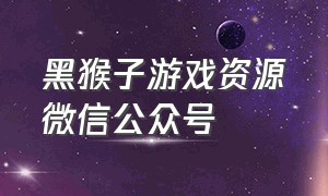 黑猴子游戏资源微信公众号