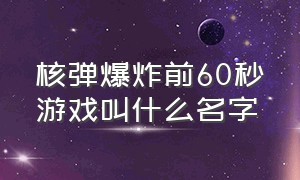 核弹爆炸前60秒游戏叫什么名字