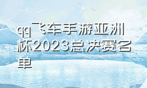 qq飞车手游亚洲杯2023总决赛名单