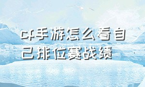 cf手游怎么看自己排位赛战绩