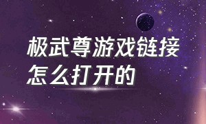 极武尊游戏链接怎么打开的