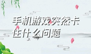 手机游戏突然卡住什么问题