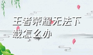 王者荣耀无法下载怎么办