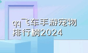 qq飞车手游宠物排行榜2024