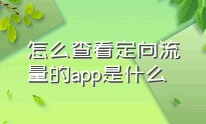 怎么查看定向流量的app是什么