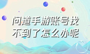 问道手游账号找不到了怎么办呢（问道手游账号怎么和账号分开）