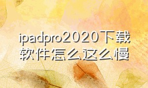 ipadpro2020下载软件怎么这么慢