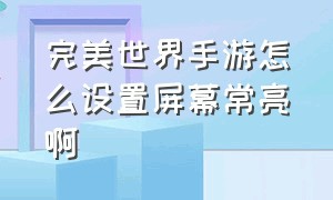 完美世界手游怎么设置屏幕常亮啊