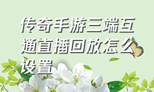 传奇手游三端互通直播回放怎么设置