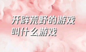 开辟荒野的游戏叫什么游戏