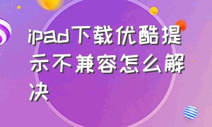 ipad下载优酷提示不兼容怎么解决