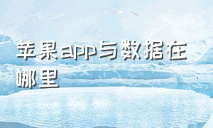 苹果app与数据在哪里（苹果app和数据界面在哪里）