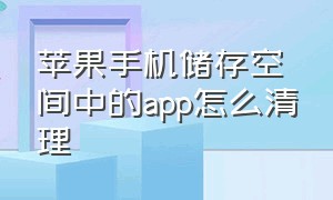 苹果手机储存空间中的app怎么清理