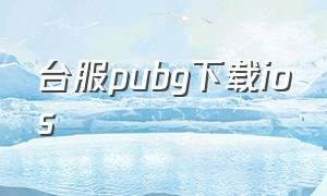 台服pubg下载ios（pubg台服最新版下载）