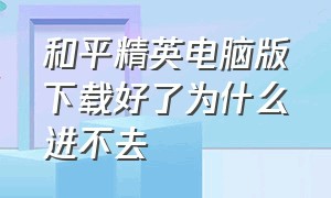 和平精英电脑版下载好了为什么进不去