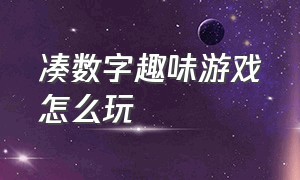 凑数字趣味游戏怎么玩