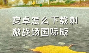 安卓怎么下载刺激战场国际版