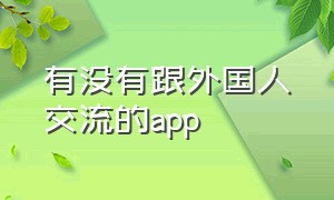 有没有跟外国人交流的app（有没有跟外国人交流的翻译软件）