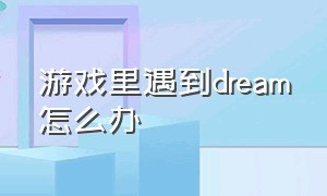 游戏里遇到dream怎么办