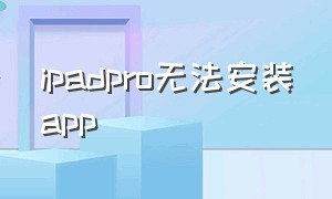 ipadpro无法安装app（ipadpro无法安装钉钉）