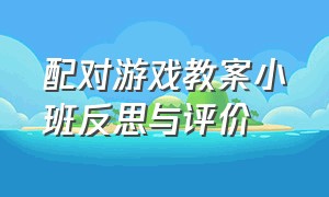 配对游戏教案小班反思与评价