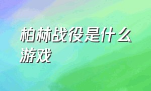 柏林战役是什么游戏