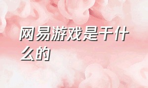 网易游戏是干什么的