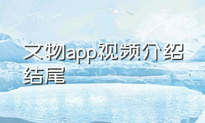 文物app视频介绍结尾