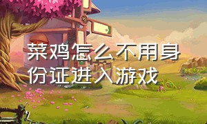 菜鸡怎么不用身份证进入游戏