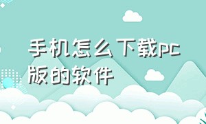 手机怎么下载pc版的软件