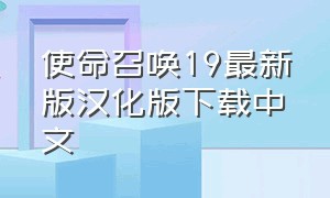 使命召唤19最新版汉化版下载中文（使命召唤19中文补丁免费完整版）