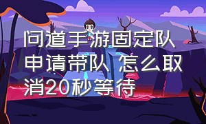 问道手游固定队申请带队 怎么取消20秒等待