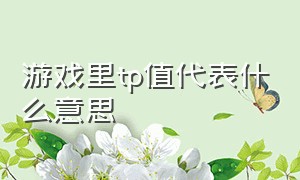 游戏里tp值代表什么意思（外国人游戏说tp什么意思）