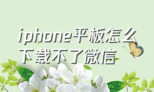 iphone平板怎么下载不了微信（苹果平板下载的微信怎么找不到了）