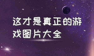 这才是真正的游戏图片大全