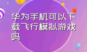 华为手机可以下载飞行模拟游戏吗