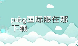 pubg国际服在那下载