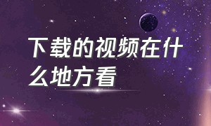 下载的视频在什么地方看（下载的视频在什么地方看不到）