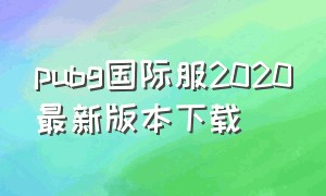 pubg国际服2020最新版本下载