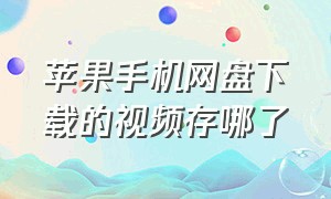 苹果手机网盘下载的视频存哪了