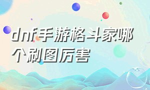 dnf手游格斗家哪个刷图厉害