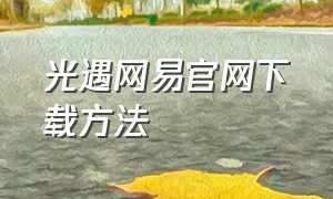 光遇网易官网下载方法