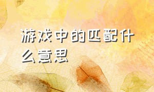 游戏中的匹配什么意思（游戏速配什么意思）