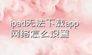 ipad无法下载app 网络怎么设置