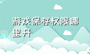 游戏保存权限哪里开