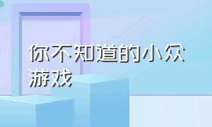 你不知道的小众游戏（你不知道的小众游戏名字）